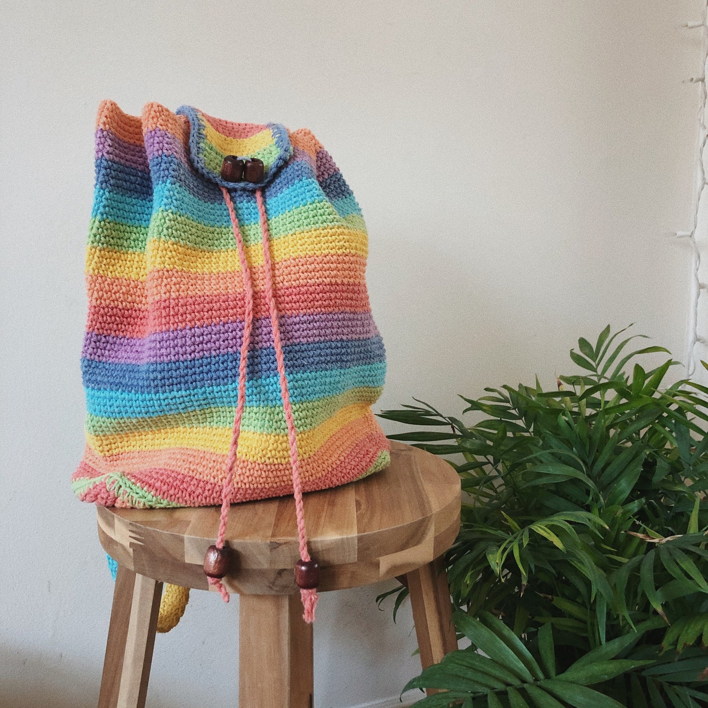 Handmade Crochet Rainbow Backpack