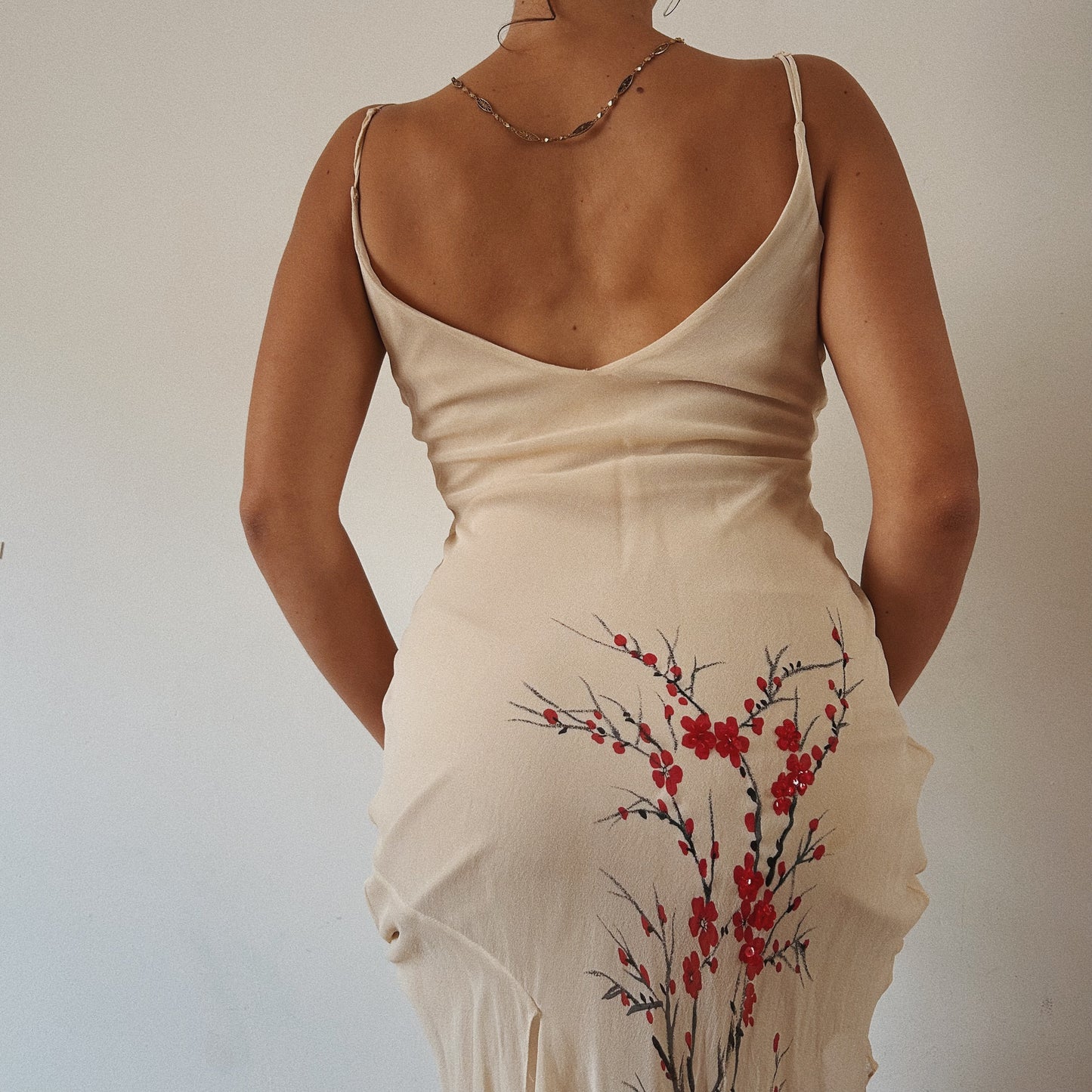 Sakura Tree Embellished Silk Dress