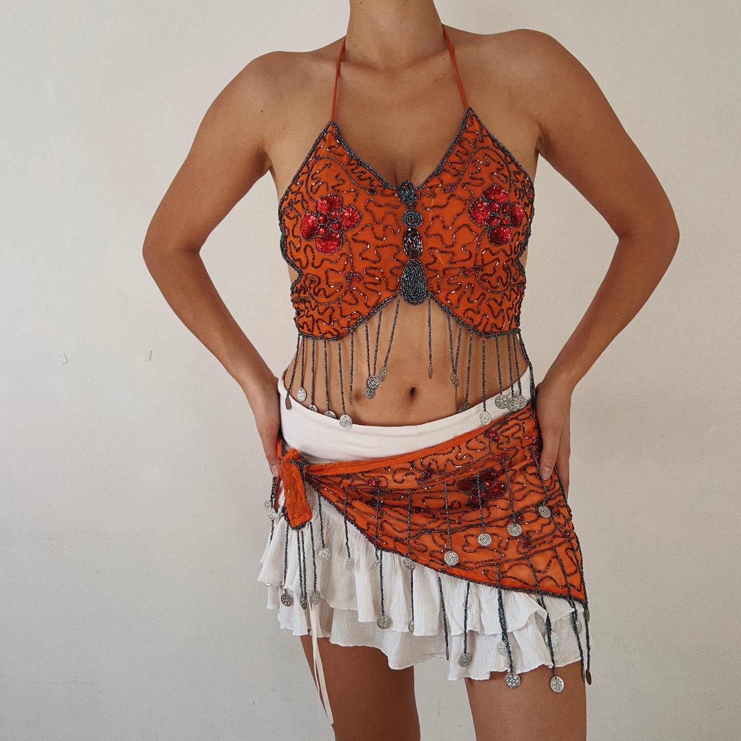 Butterfly Orange Beaded