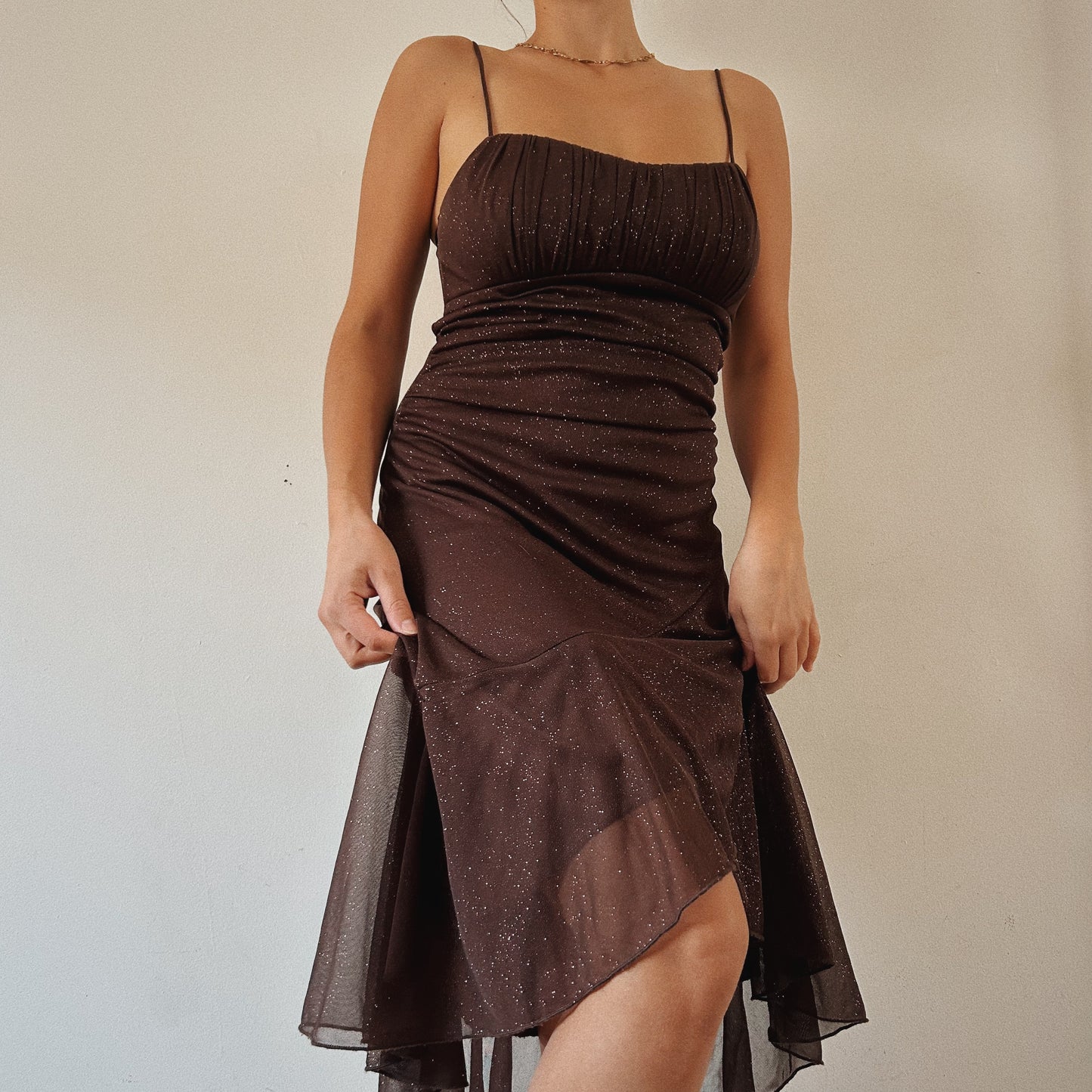 Vintage Brown Shimmery Layered Fairy Dress
