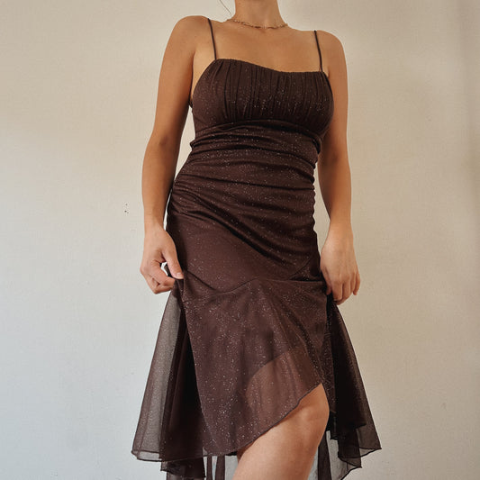 Vintage Brown Shimmery Layered Fairy Dress