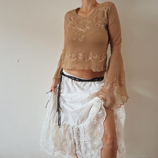Bell Sleeves Mesh Top