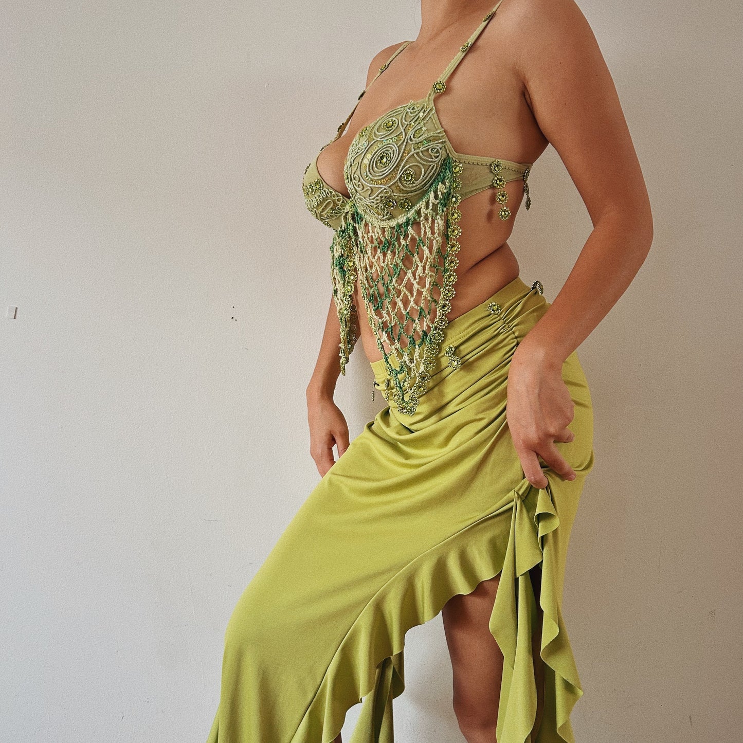 Unique Handmade Embellished Green Set