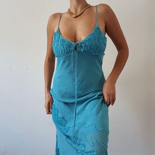 Mermaid Silk Beaded Maxi Dress