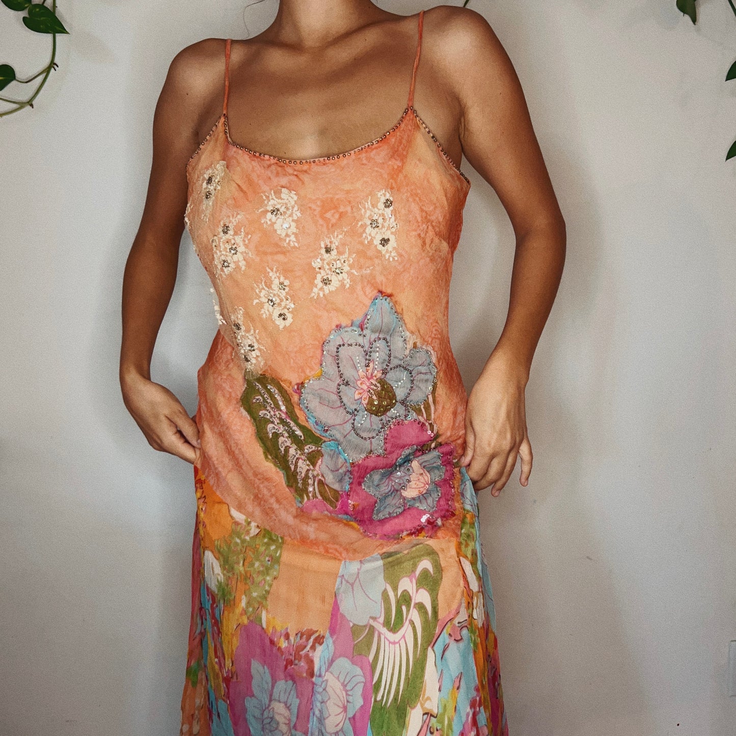 Derhy Sunset Floral Beaded Dress