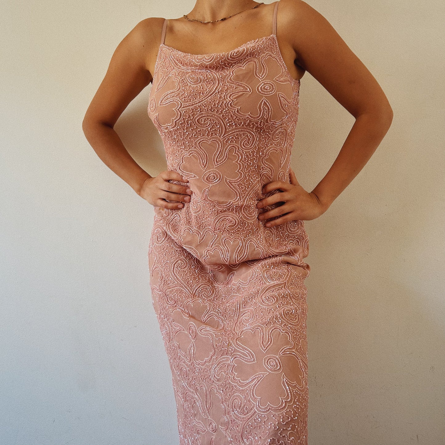 Beaded Light Pink Summer Dress