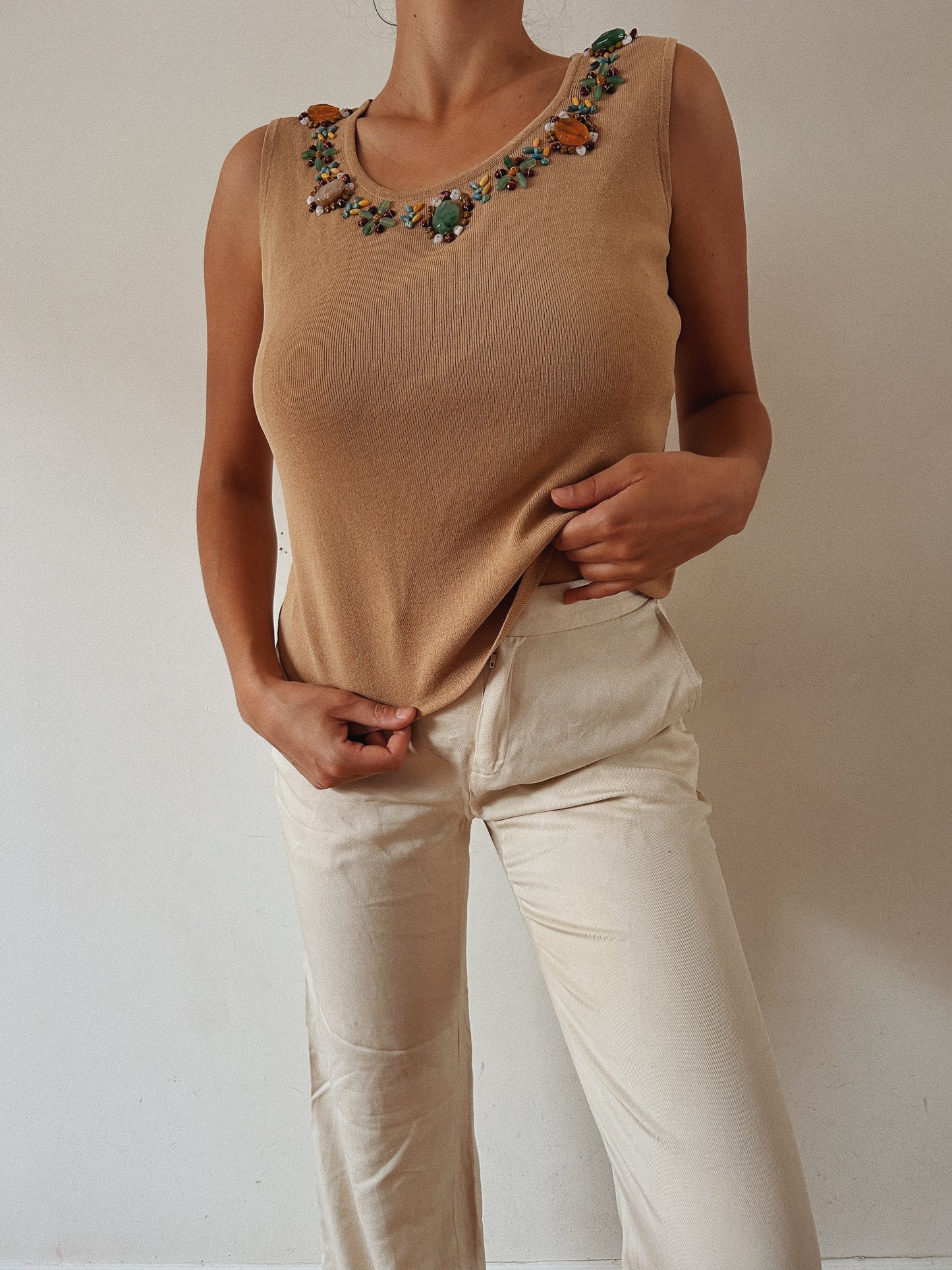 Beige Rocks Embellished Top