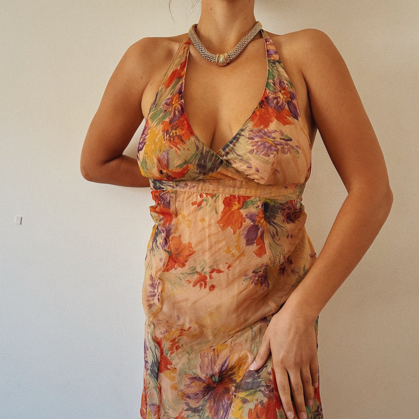 Romantic Floral Halter Dress