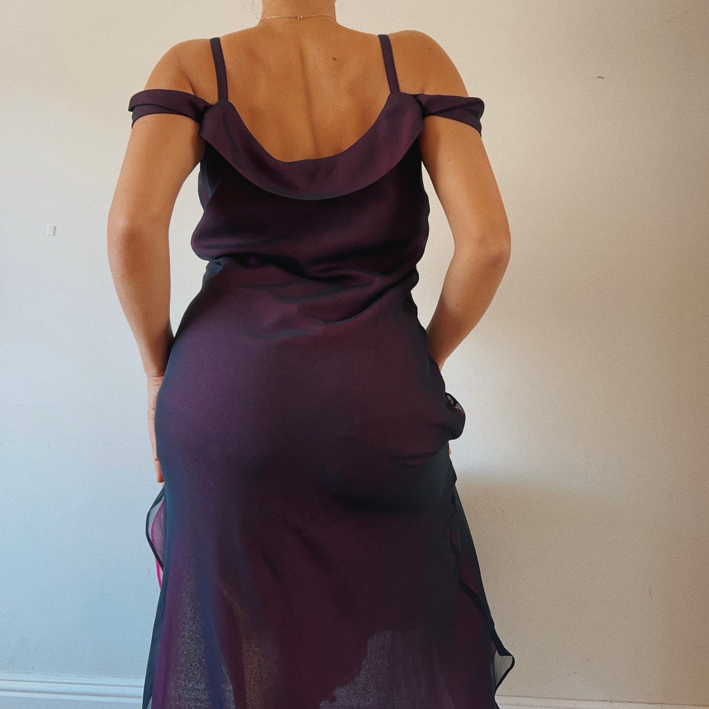 Purple Off The Shoulders Evening Dress