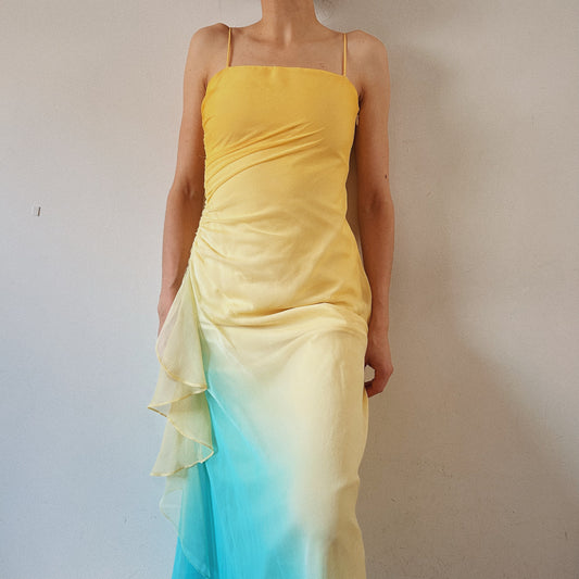 Ombre Ruffled Maxi Dress