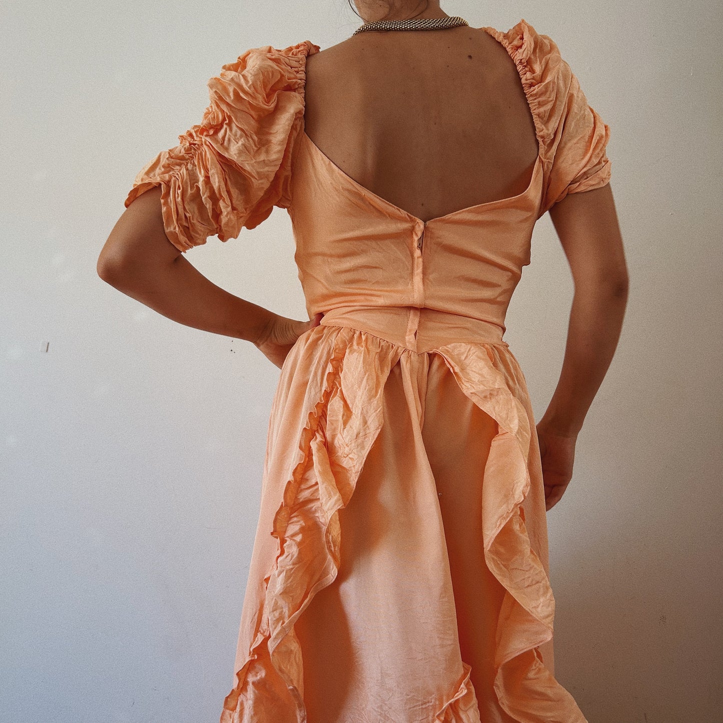Romantic ruffled Princess Coral Dress