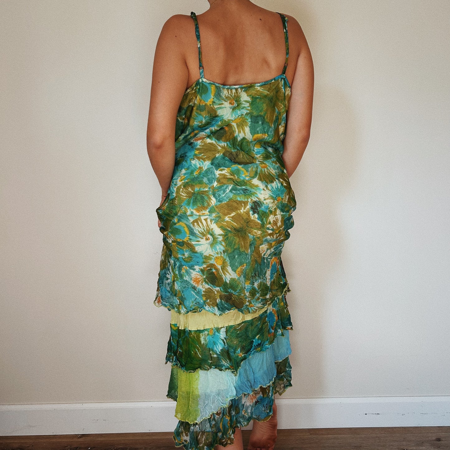 Floral Silky Ruffled Dress