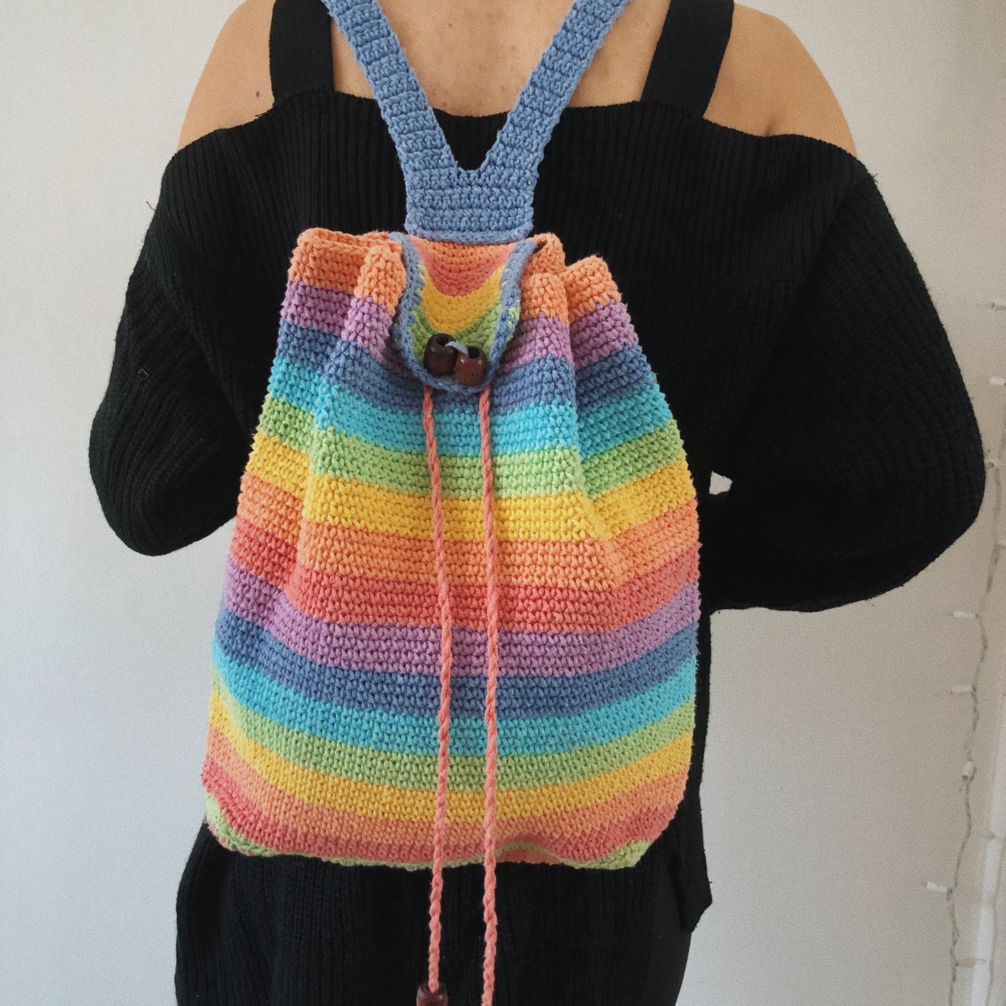 Handmade Crochet Rainbow Backpack