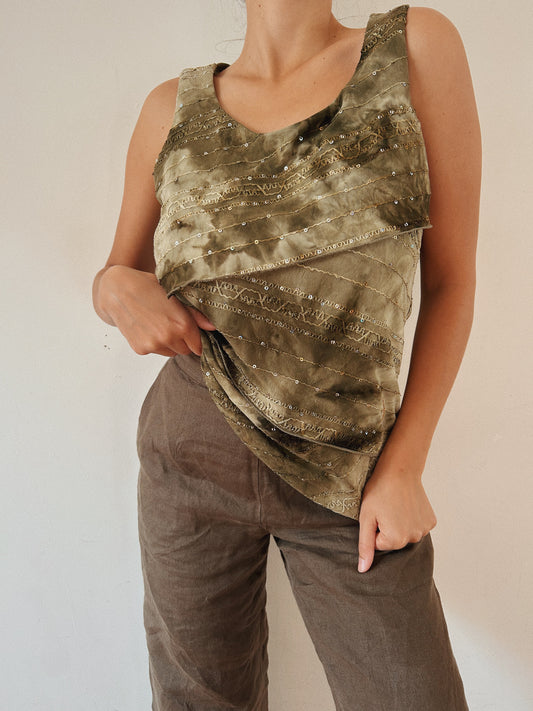 Tie Die Sequins Top