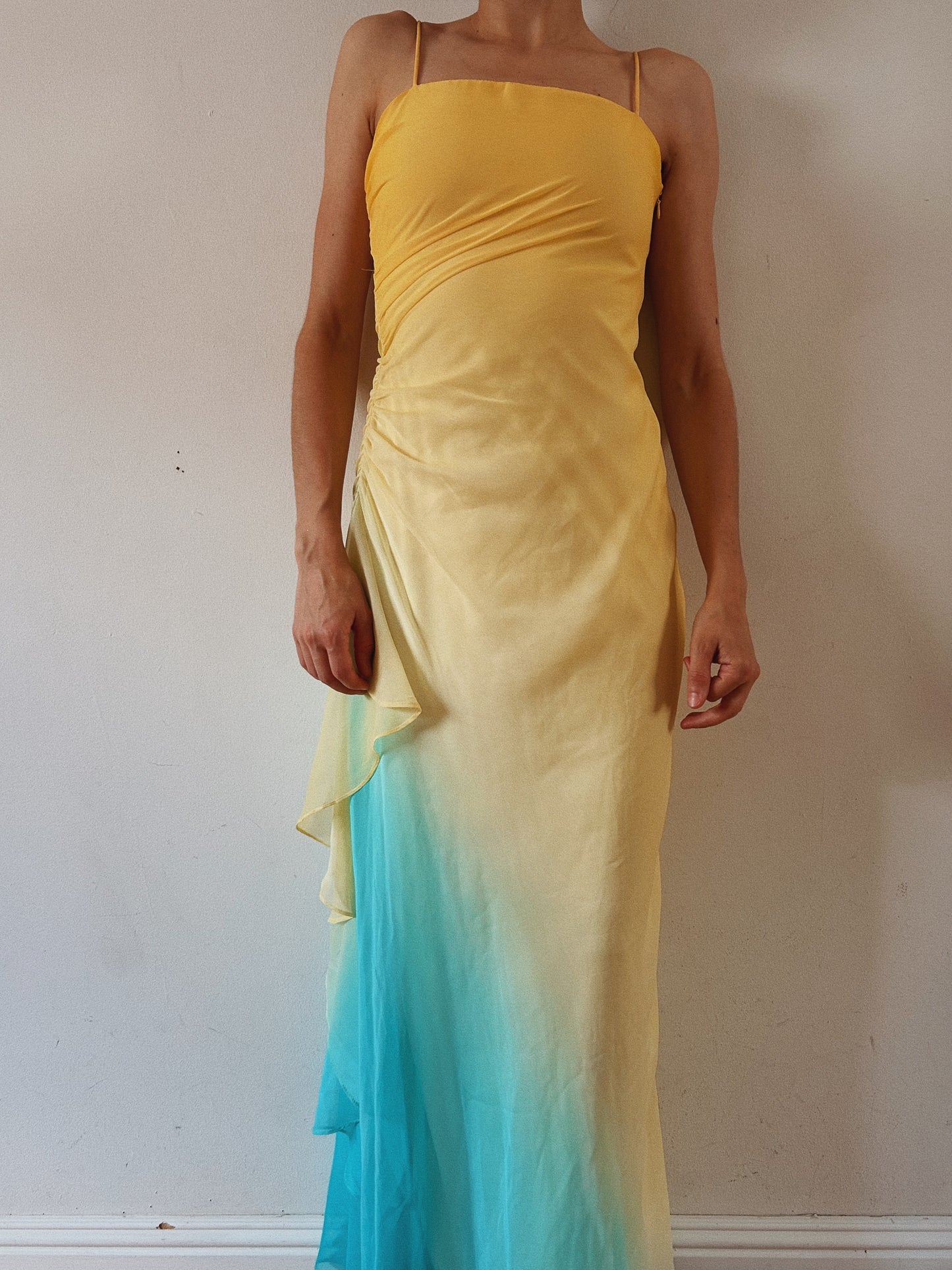 Ombre Ruffled Maxi Dress