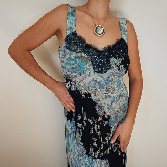 Silk Beaded Floral Dress