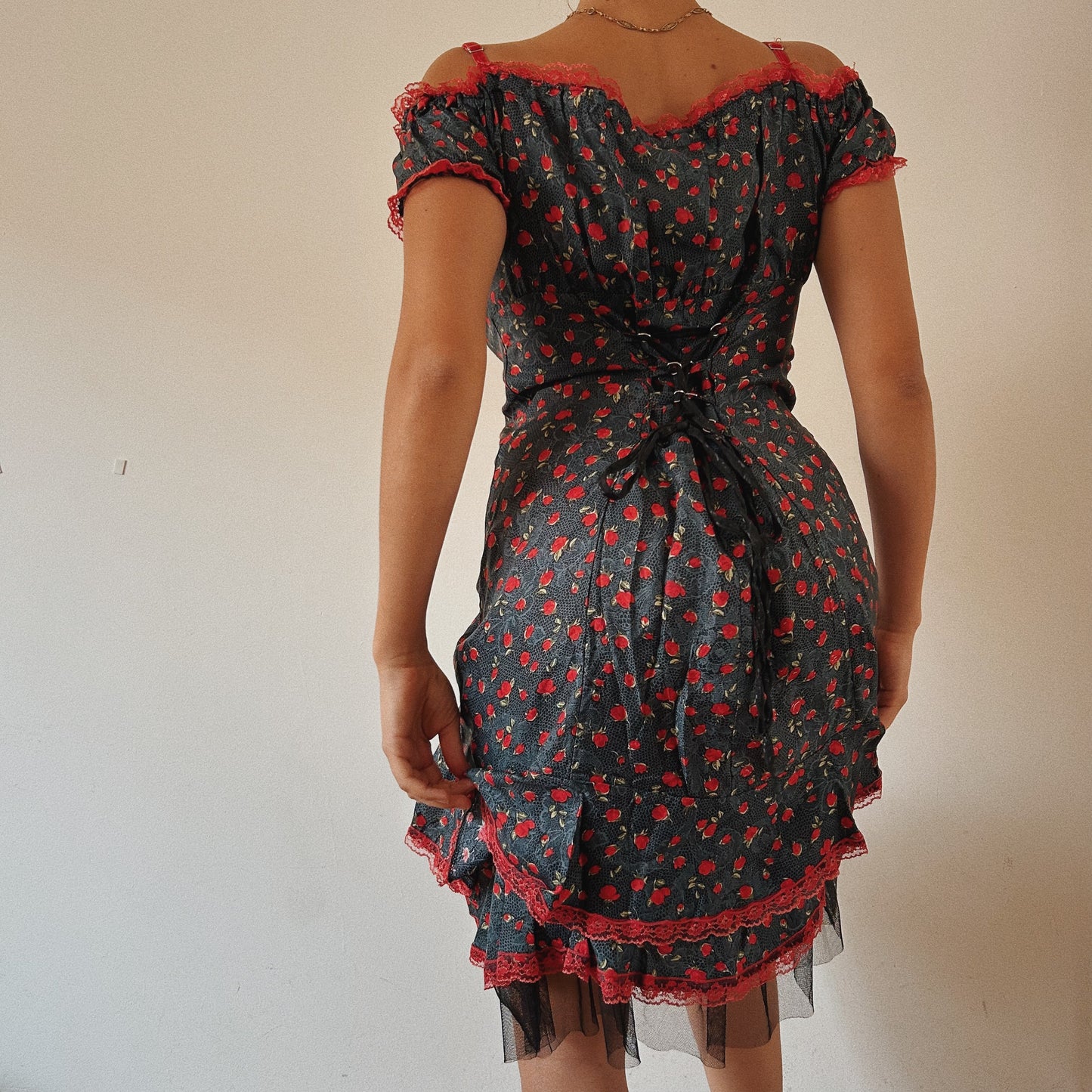 Whimsical Grunge Roses Ruched Dress