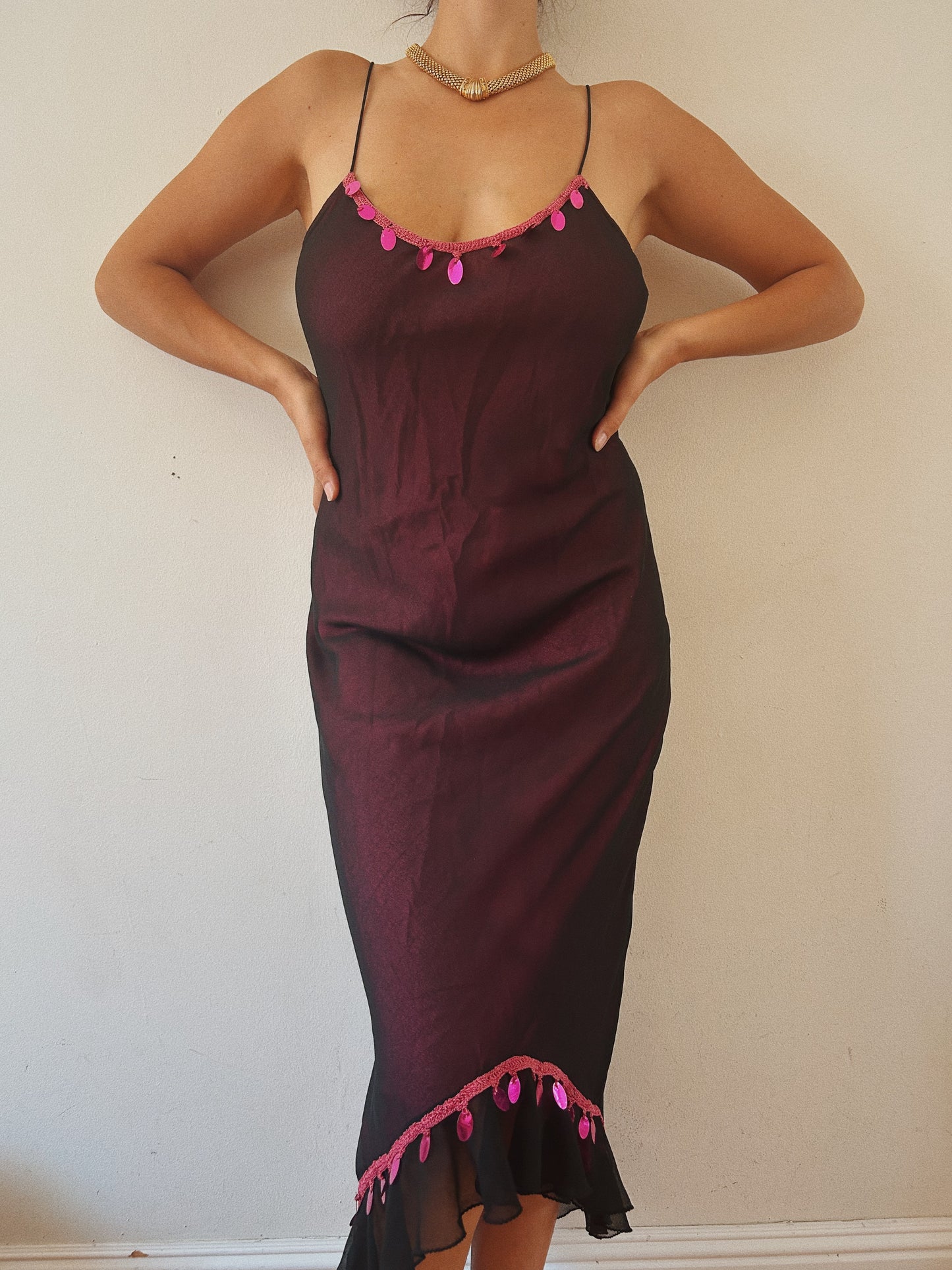 Mesh Pink Sequins Dress