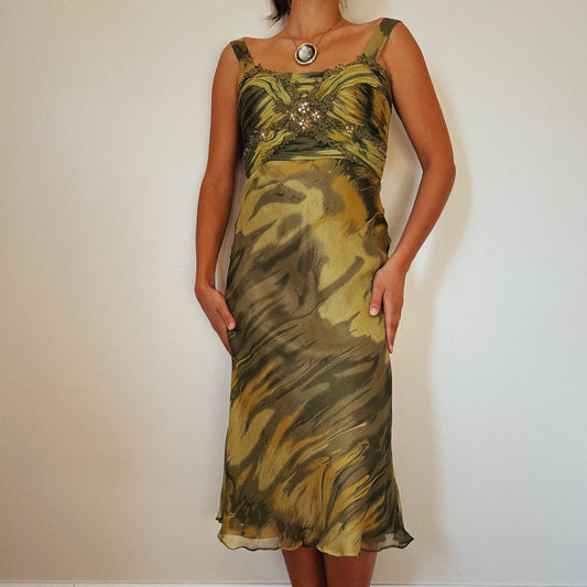 Silk Beaded Bustier Chic Dress