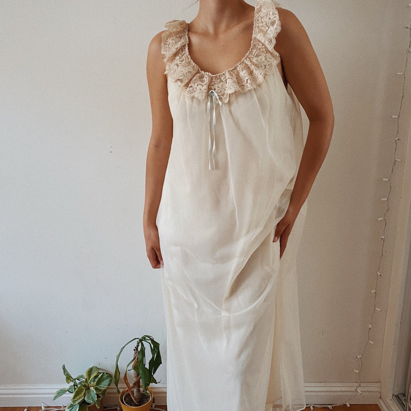 Lace Romantic Cream Nightgown