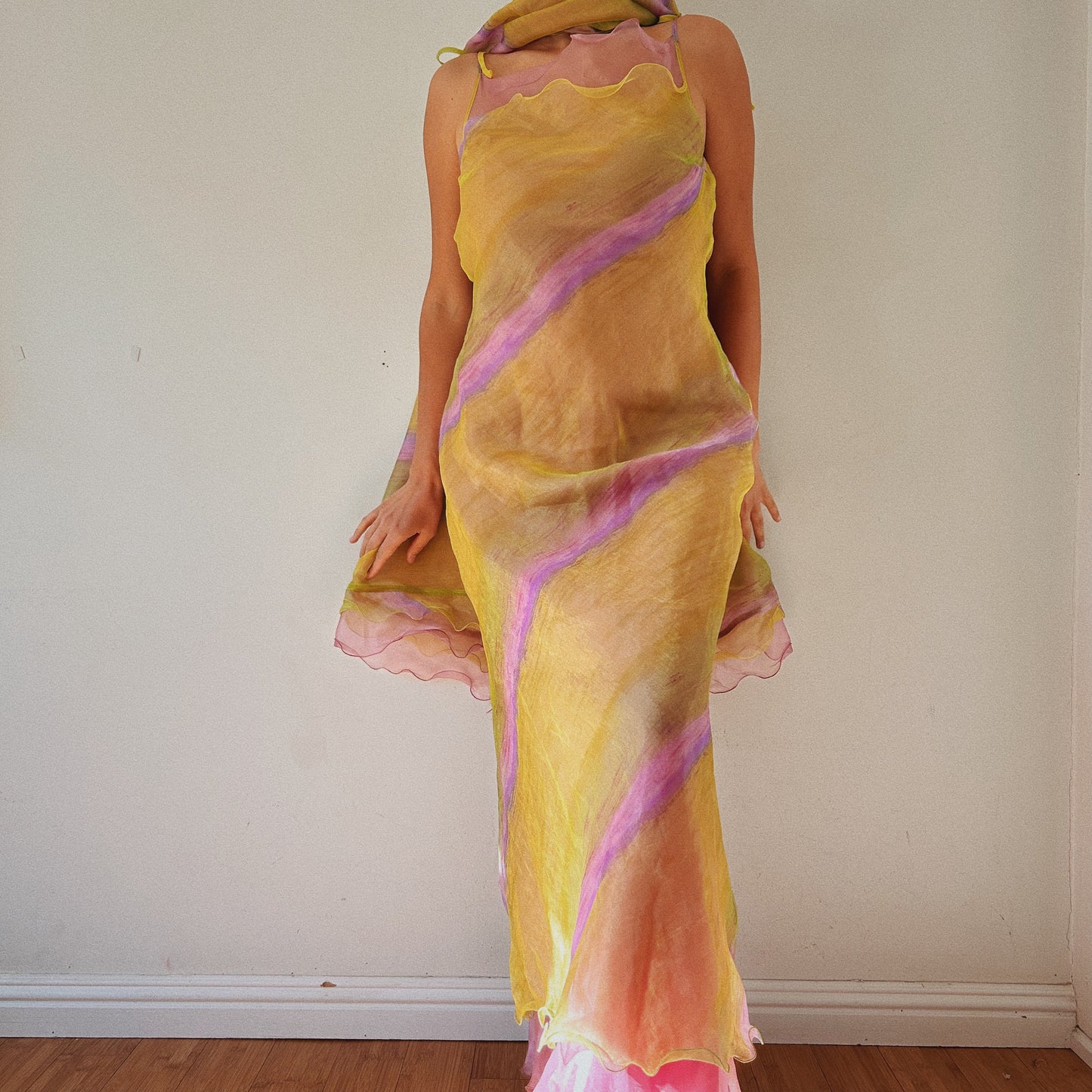 Chiffon Luxurious Gown With Shawl