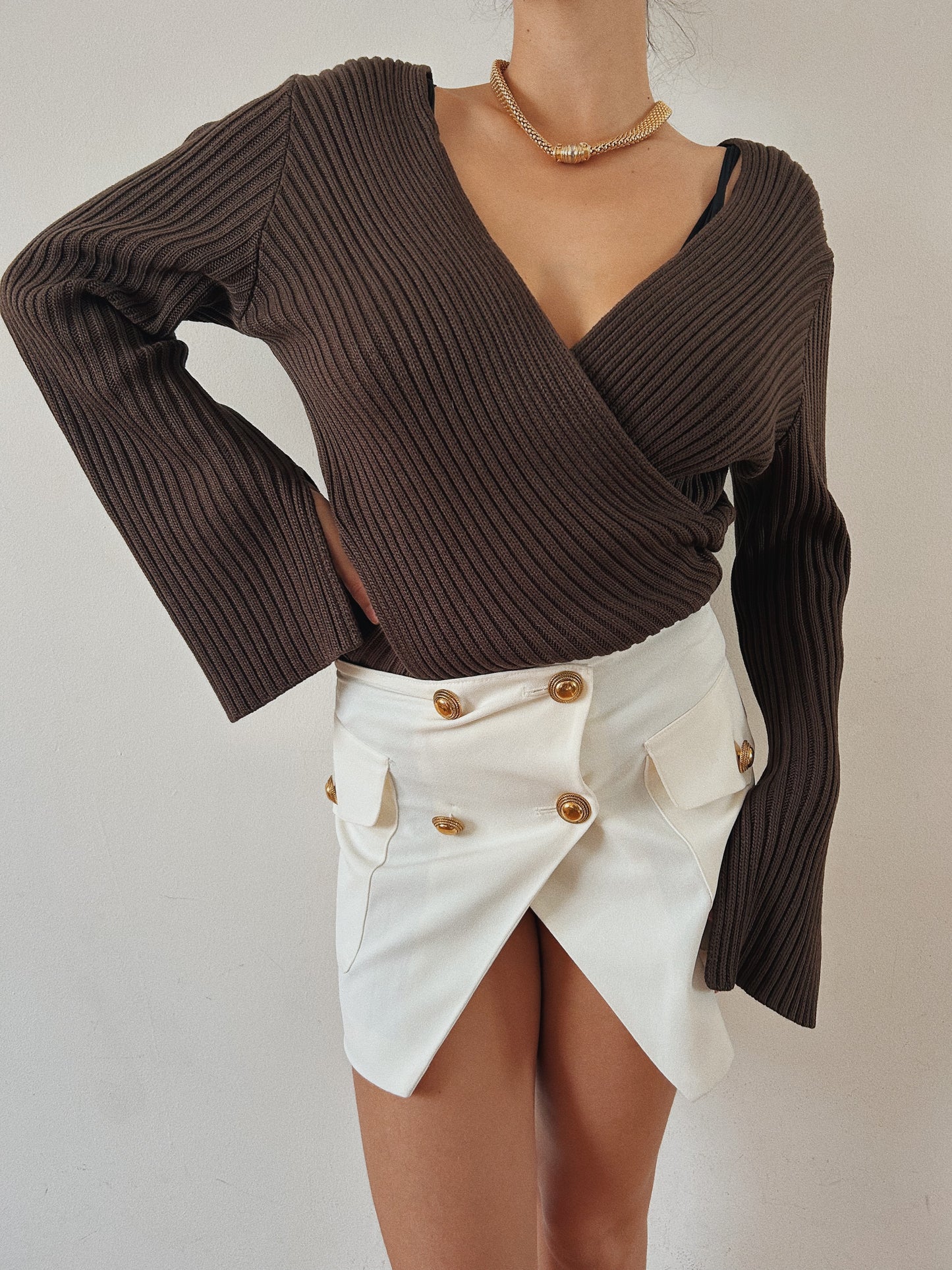 Mini Chic Skirt with Gold Buttons