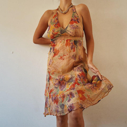 Romantic Floral Halter Dress