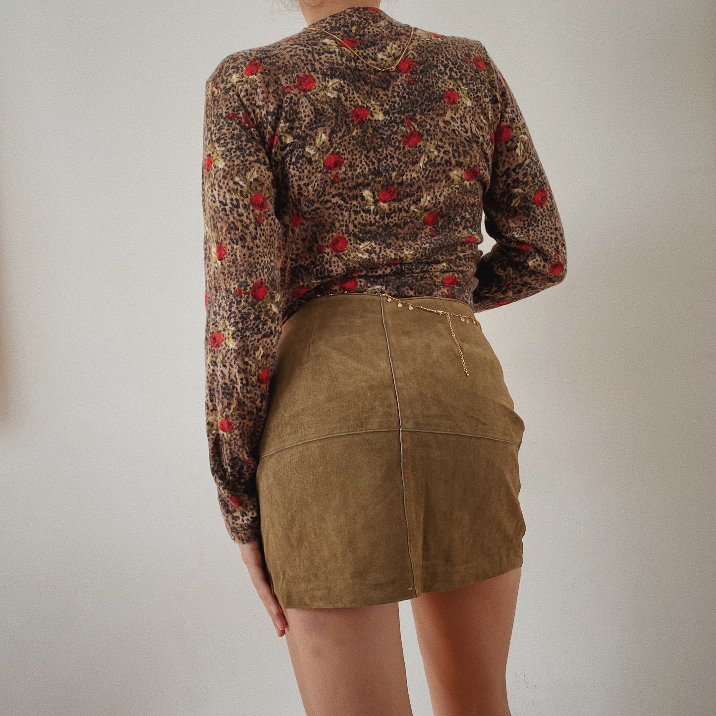 Vintage Mini Leather Green Skirt