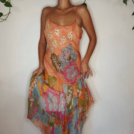 Derhy Sunset Floral Beaded Dress