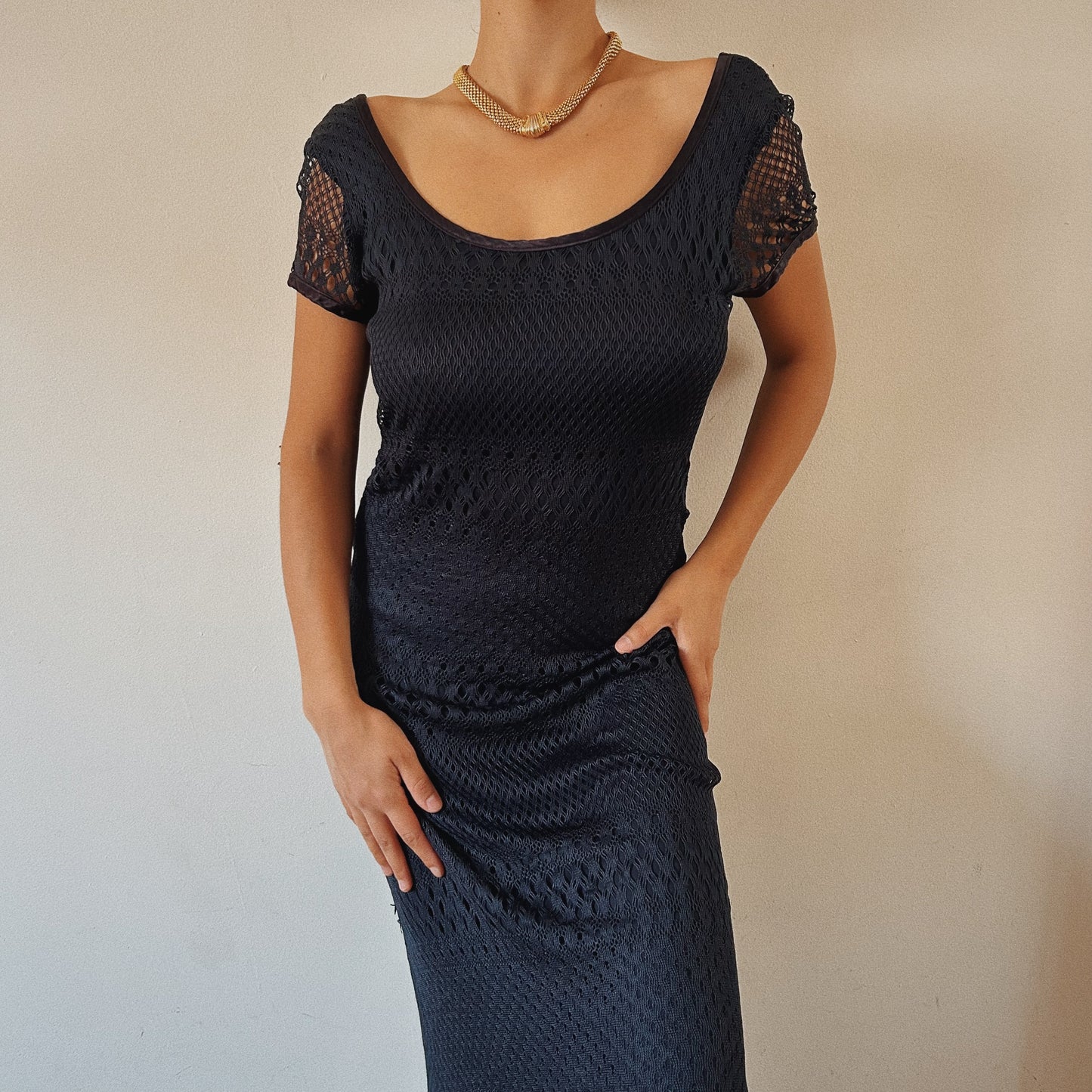 Romantic Navy Crochet Dress