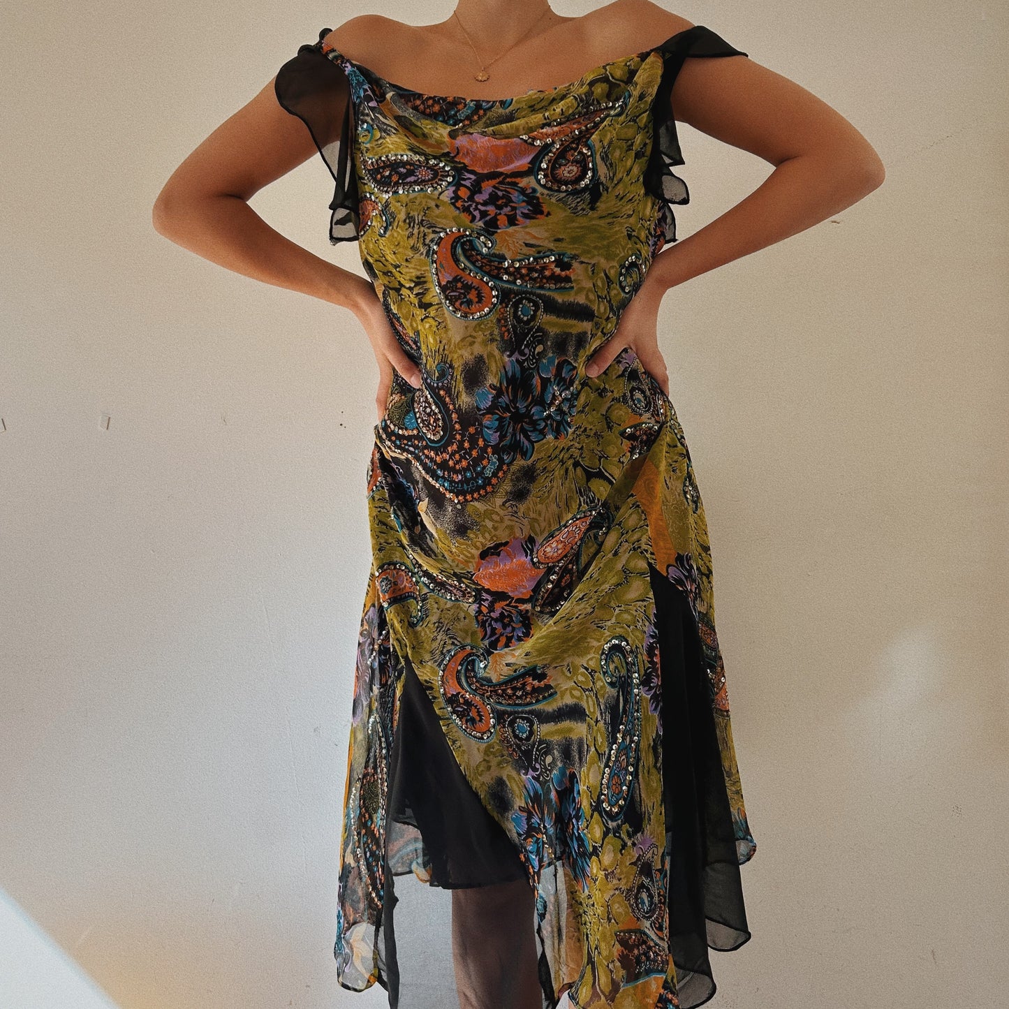 Paisley Moss Green Fairy Embellished Dress