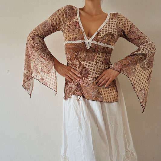 Bohemian Paisley Bell Sleeves Top