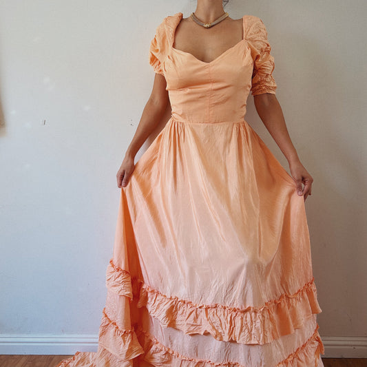 Romantic ruffled Princess Coral Dress