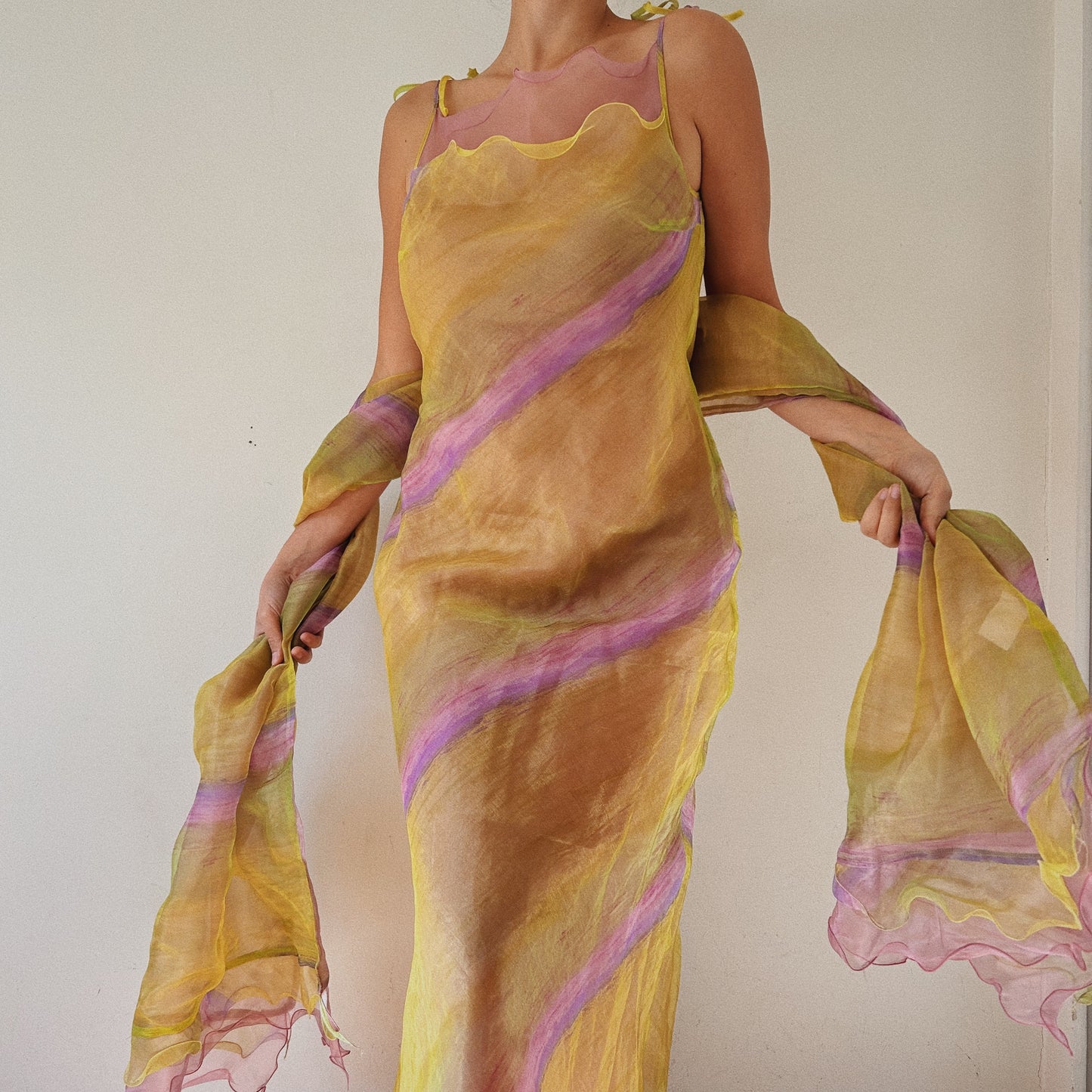 Chiffon Luxurious Gown With Shawl