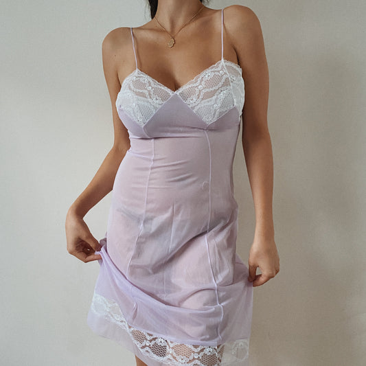 Vintage French Lingerie Lavender Slip Dress