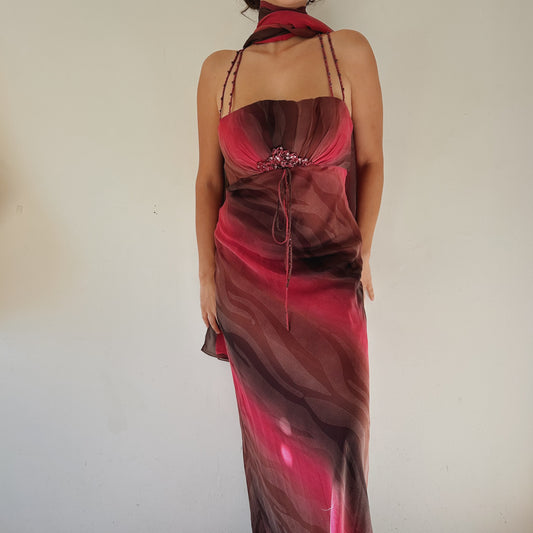 Stunning Ombre Gown With Beaded Embellishment And Matching Shawl