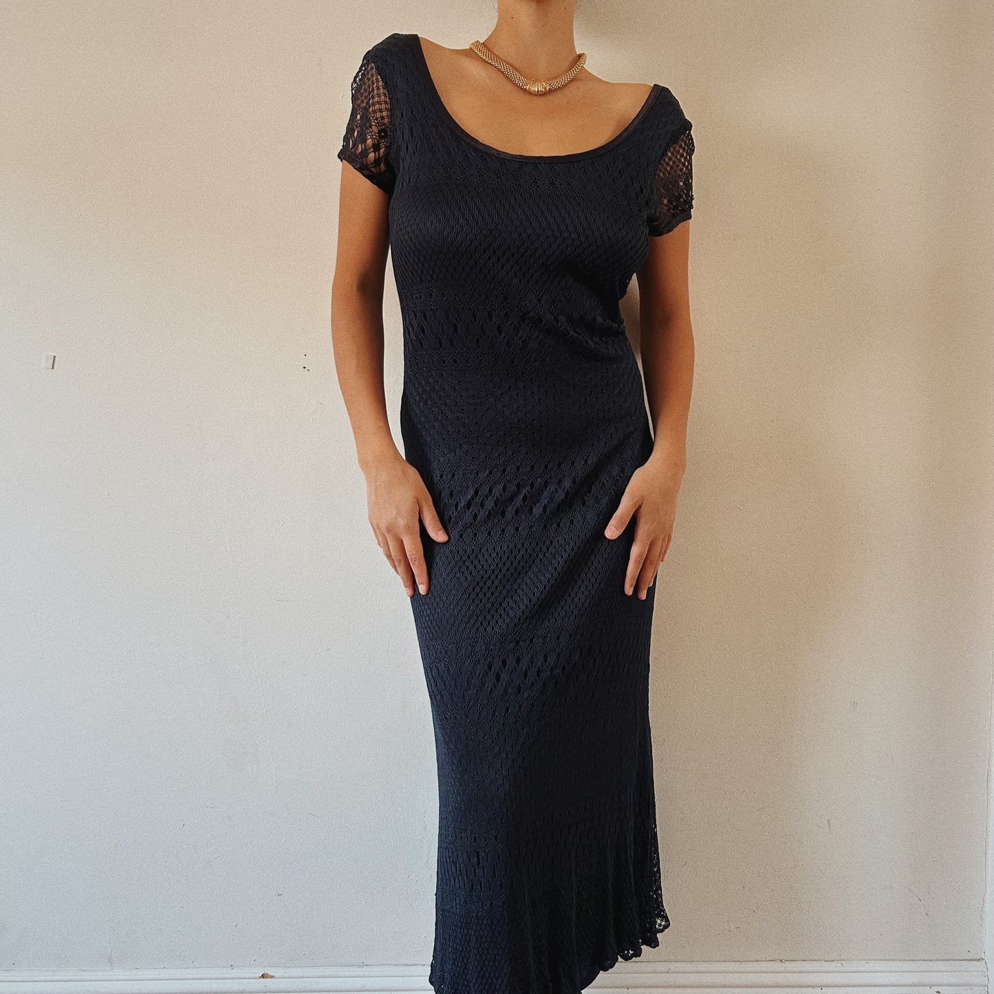 Romantic Navy Crochet Dress