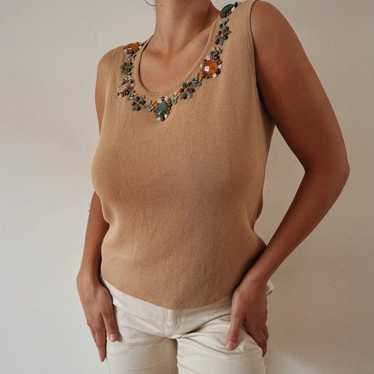 Beige Rocks Embellished Top