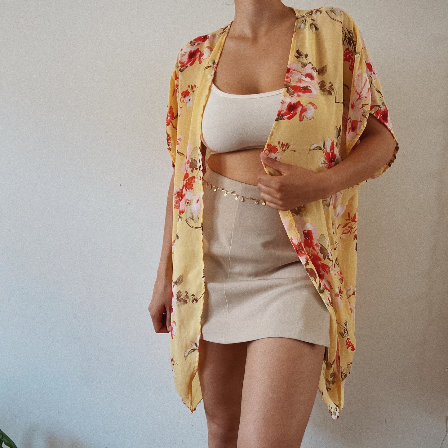 Yellow Floral Light Cardigan