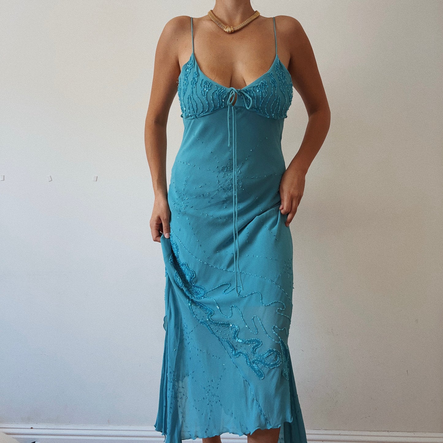 Mermaid Silk Beaded Maxi Dress