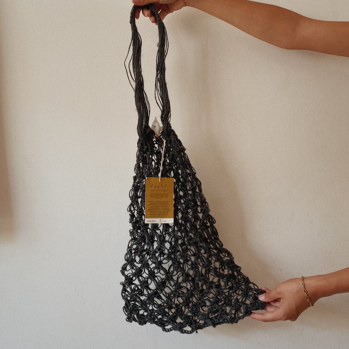 Natural Fiber Gray Handmade Tote