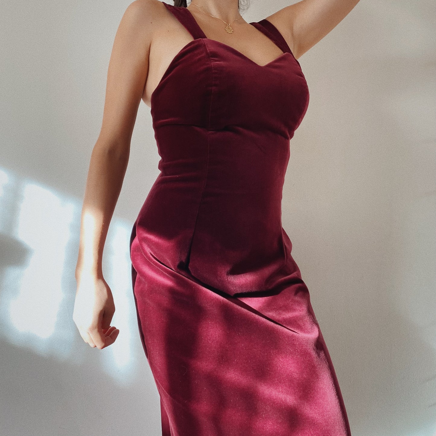 Burgundy Velvet Vintage Gown