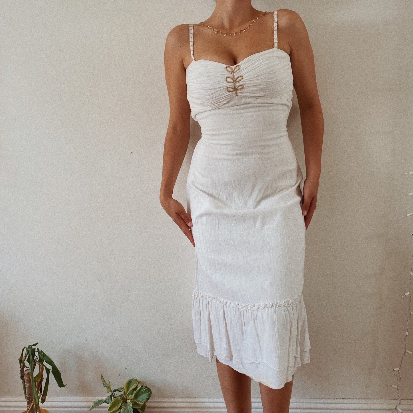 Linen Layered Fitted Summer Dress