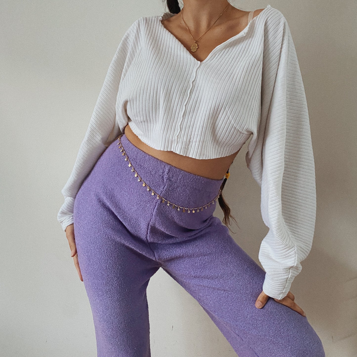 Vintage Terrycloth Purple High Waisted Pants