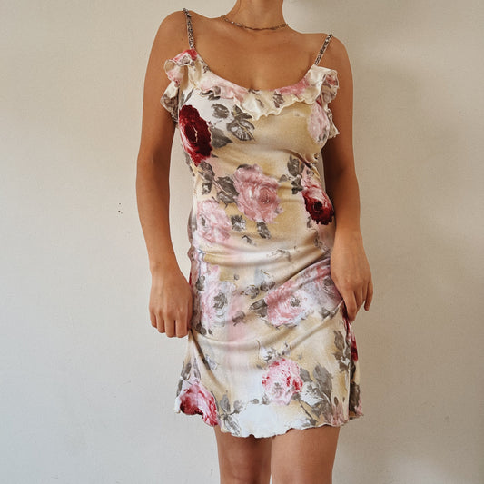 Italian Designer Silky Romantic  Floral Dress