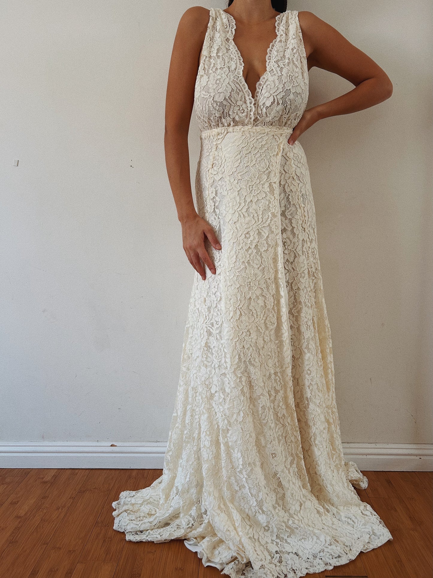 Lace Bohemian Wrap Bridal Dress