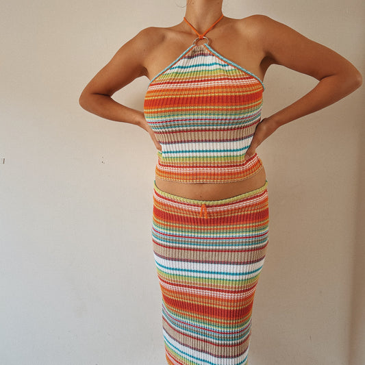 Colorful Stripped Knitted Italian Set
