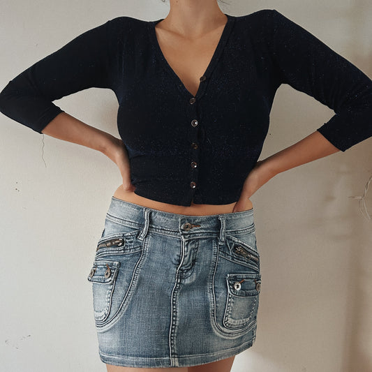 Shimmery navy crop top