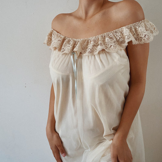 Lace Romantic Cream Nightgown