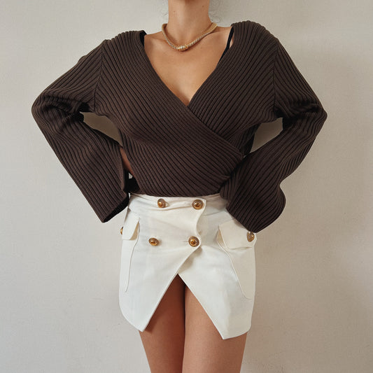 Mini Chic Skirt with Gold Buttons